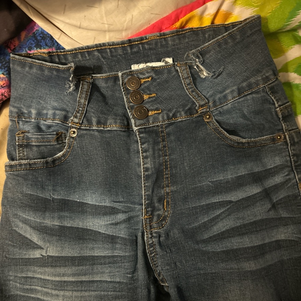 High-Waisted Blue Denim Jeans